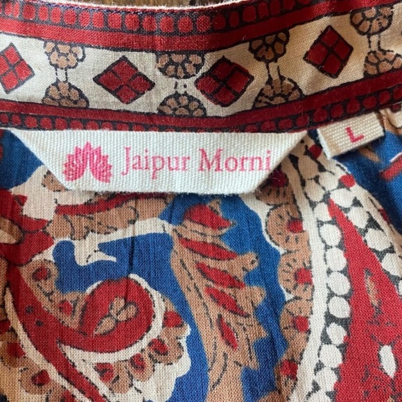 JAIPUR MORNI Paisley Print Long Sleeve Button Front Tiered Mini Dress SZ L Boho - Picture 7 of 9